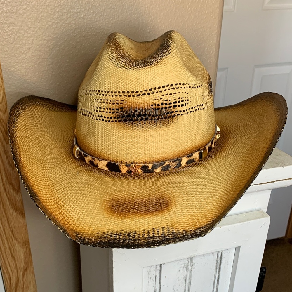 COWGIRL Desert Ember Beige Distressed Hat with Band One Size - Picture 4 of 6